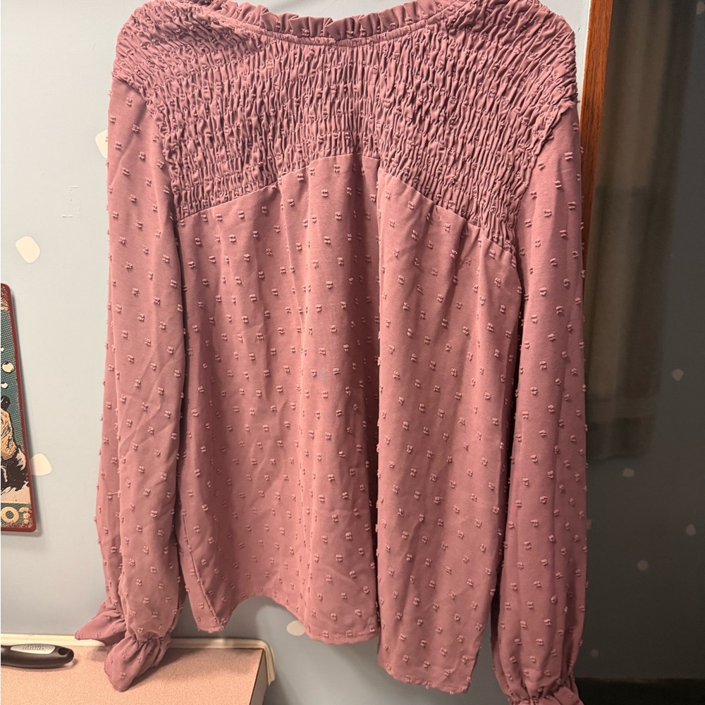 SHEIN Dusty Pink Smocked Blouse